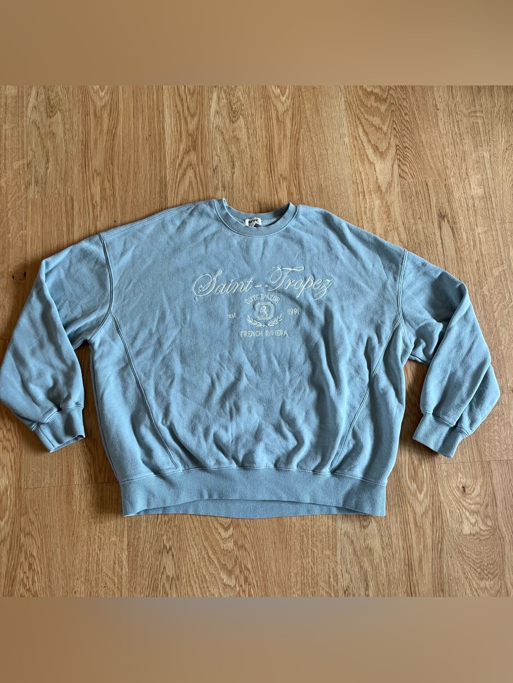Garage Saint-Tropez Sweatshirt Women’s Size M Blue French Riviera Crew Neck